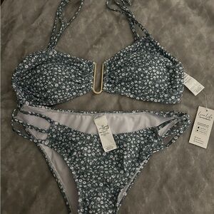 SHEIN Blue Bikini Set with Halter Design